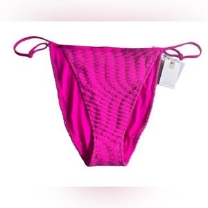 NWT Good American Womens String‎ Bikini Bottom Hawaiian Pink Textured